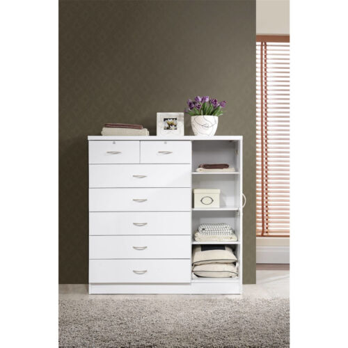 Hodedah 7 Drawer Jumbo Chest, Five Large Drawers, Two Smaller Drawers with Two L