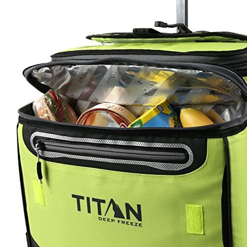 Titan Deep Freeze Wheeled Cooler - 60 Can Rolling Cooler - Citrus Green - Coo...