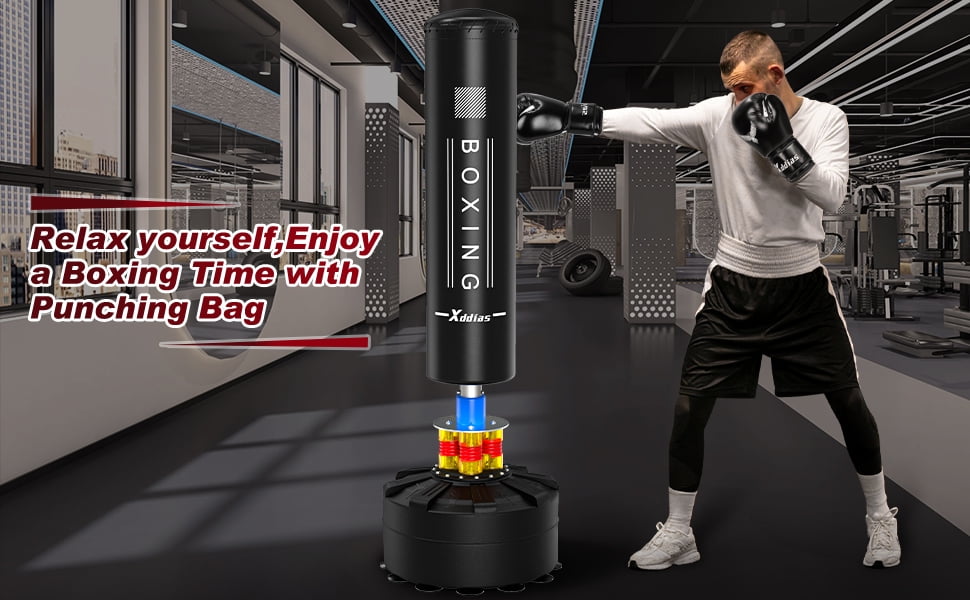 XDDIAS Freestanding Punching Bag 67in-182lbs with with Stand for Adult Youth Kids - Freestanding Boxing Bag for Home Gym Office,Black