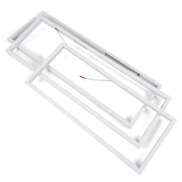 43.3 in. 1-Light Modern White Selectable LED Square Acrylic Dimmable Flush Mount Ceiling Light with Remote