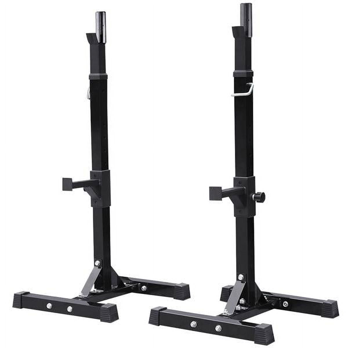 2-Piece Adjustable Squat Stand Rack or Barbell Free Press Bench, Black