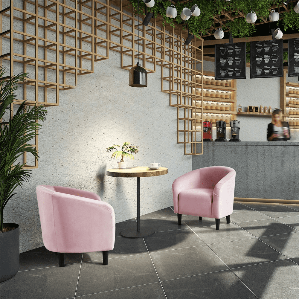 Easyfashion Tub Chair, Set of 2, Pink Velvet