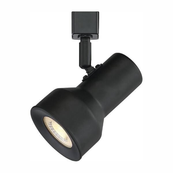 Medium 1-Light Solid Black Step Cylinder Integrated LED Track Lighting Head