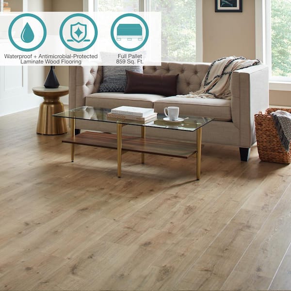 Defense+ Anderson Oak 14 mm T x 7.4 in. W Waterproof Laminate Wood Flooring (859 sqft/pallet)