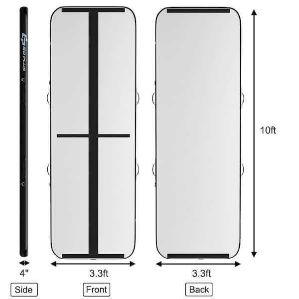 10 ft. Black PVC Air Track Inflatable Gymnastics Tumbling Mat w/Pump