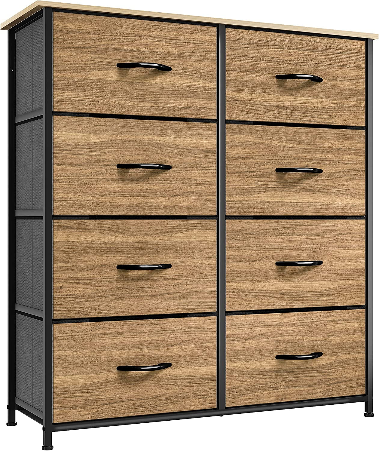 YITAHOME Dresser with 8 Drawers - Fabric Storage Tower, Organizer Unit for Bedroom, Hallway, Closets & Nursery - Sturdy Steel Frame, Wooden Top & Easy Pull Fabric Bins, Charcoal Black Wood Grain