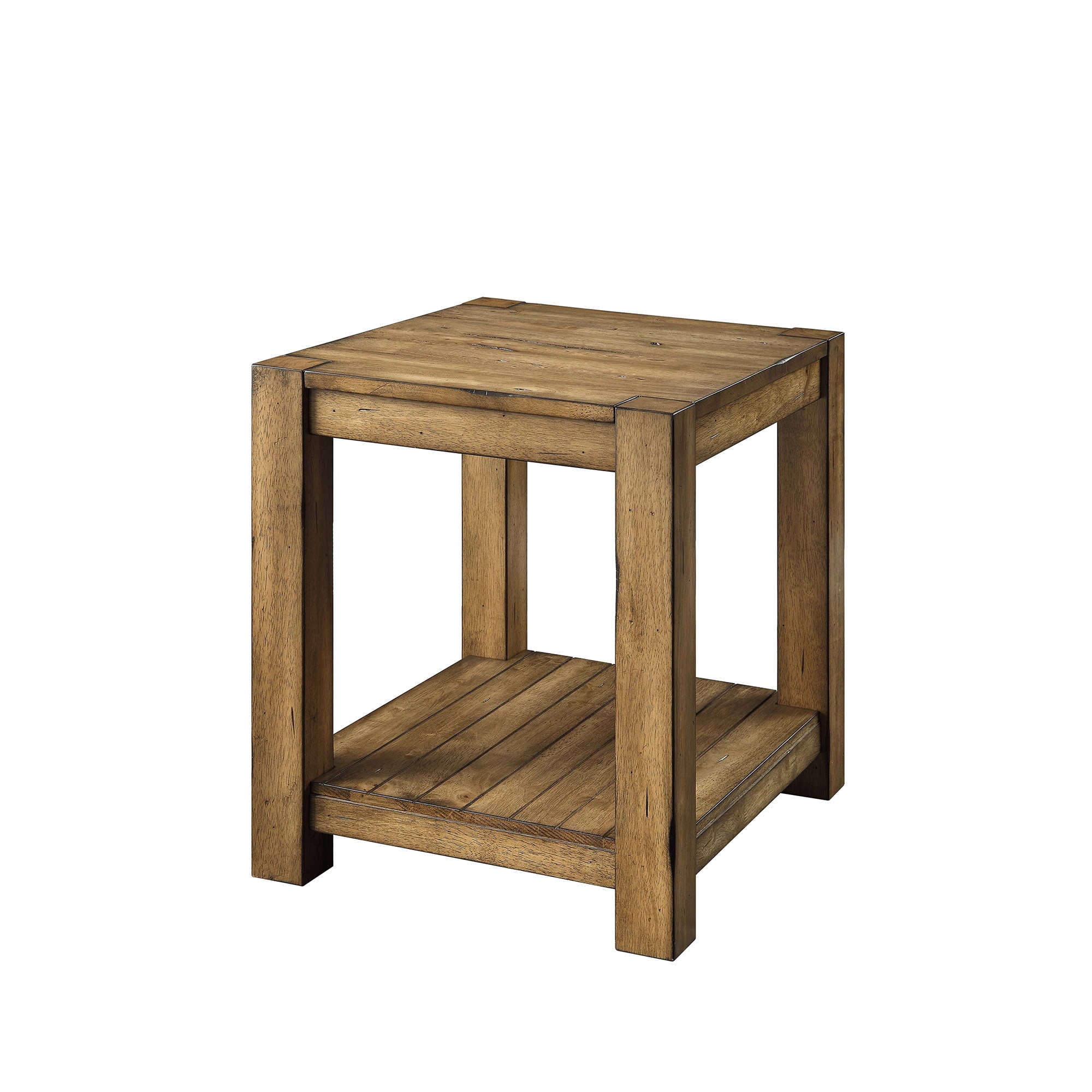 Better Homes & Gardens Bryant Solid Wood End Table, Rustic Maple Brown Finish