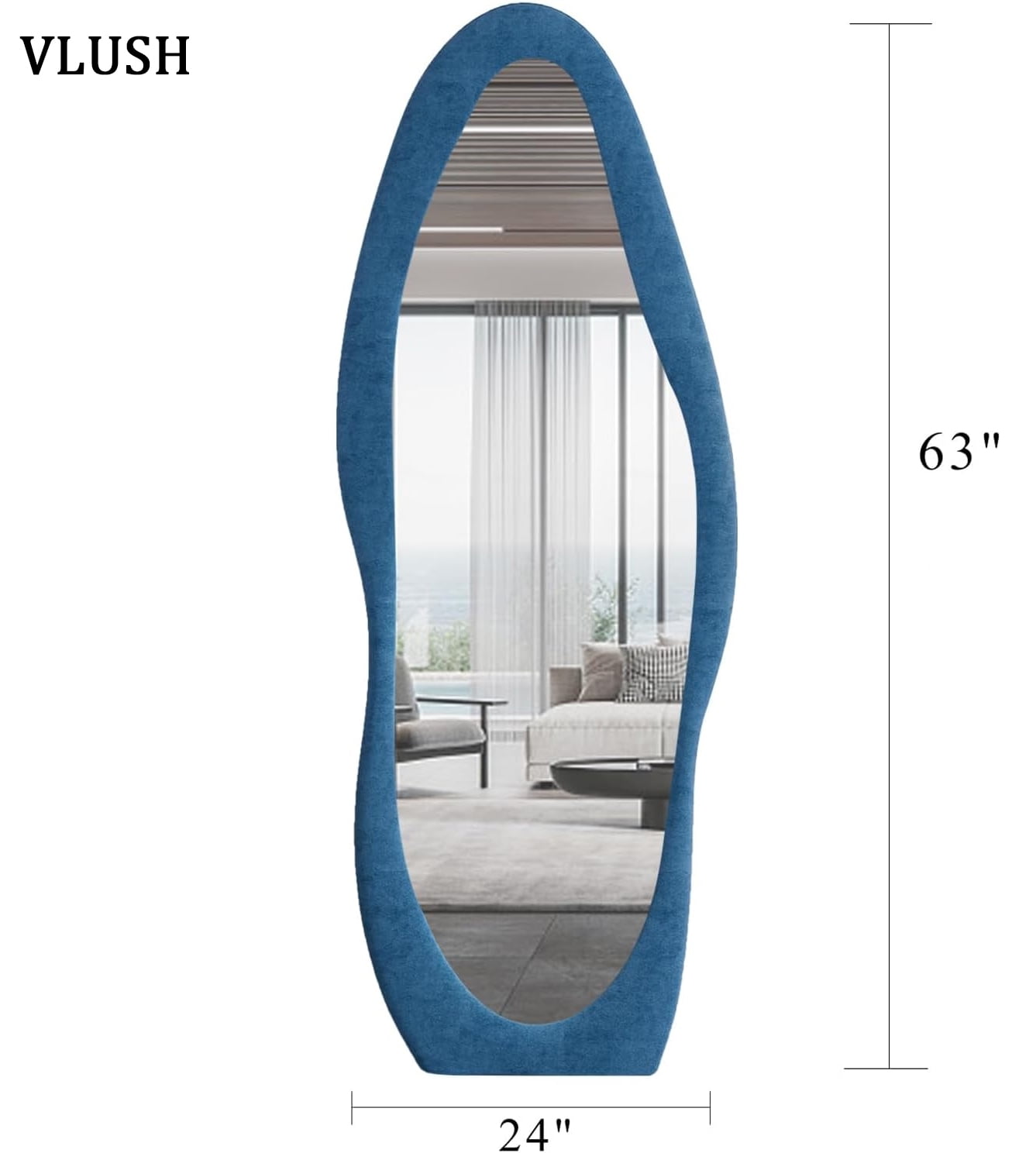 VLUSH Irregular Full Length Mirror, Floor Mirror Hanging & Leaning, 63