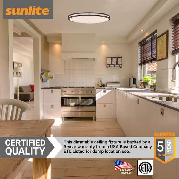 32 in. 1-Light Black Selectable LED Dimmable Oval Double Band Flush Mount Fixture, Selectable CCT 3000K 4000K 5000K