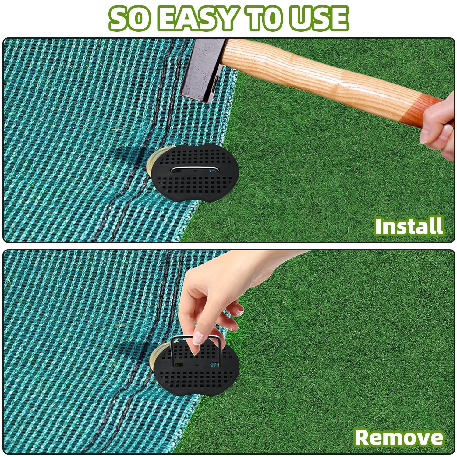 40 Pack 6 Inch Landscape Staples & 40pcs Fixing Gasket Sets, Garden Stakes Galvanized Steel Fabric Pins Heavy-Duty U Shape Sod Turf Pins for Ground Weed Fabric Barrier, Orchard, Yard, Tents