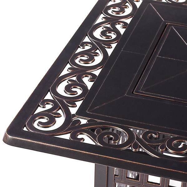 48 in. Rectangular Propane Fire Table with Fire Beads, Lid and Covers in Copper