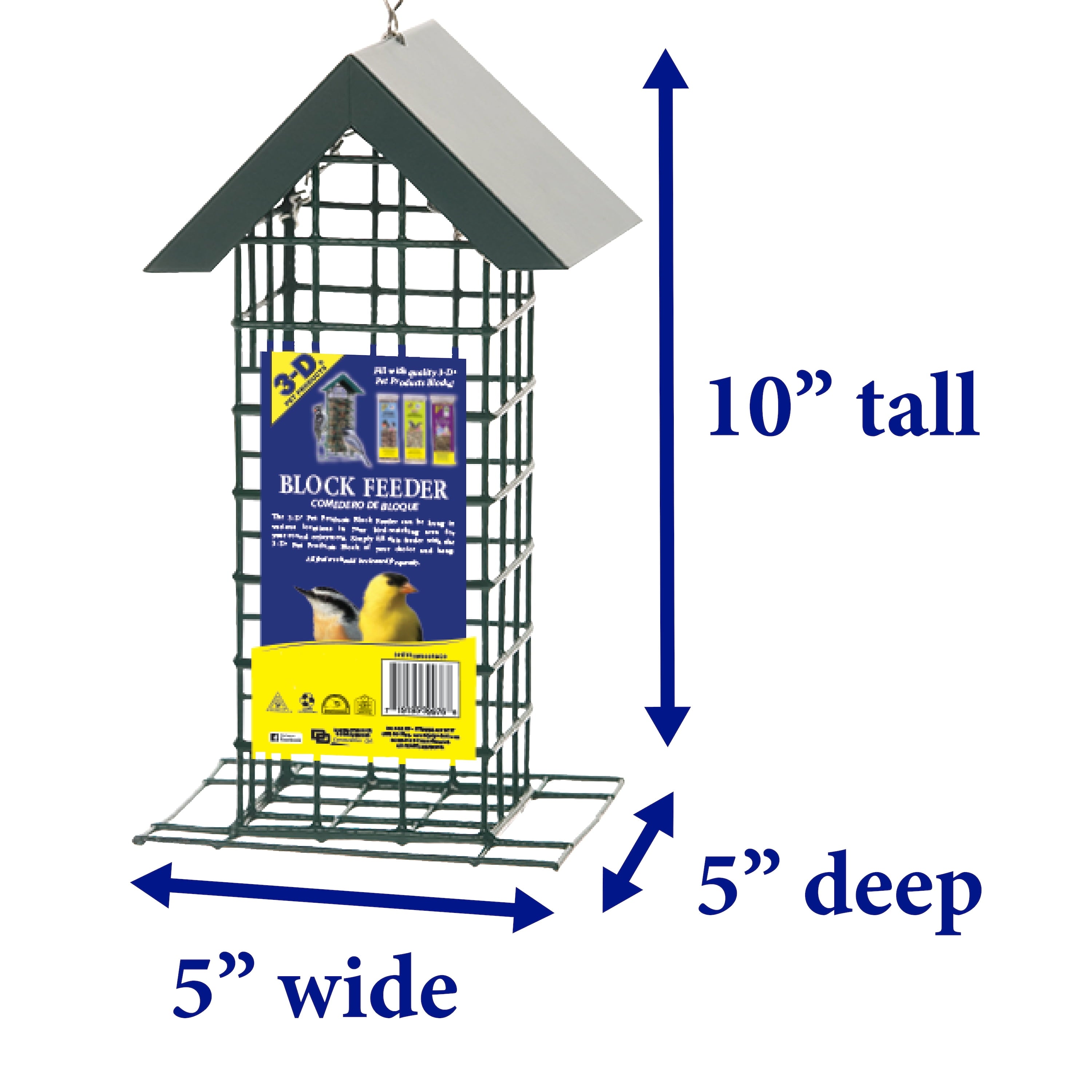 3-D Pet Products Gray Metal Wild Bird Feed Block Feeder, Holds 1 Block