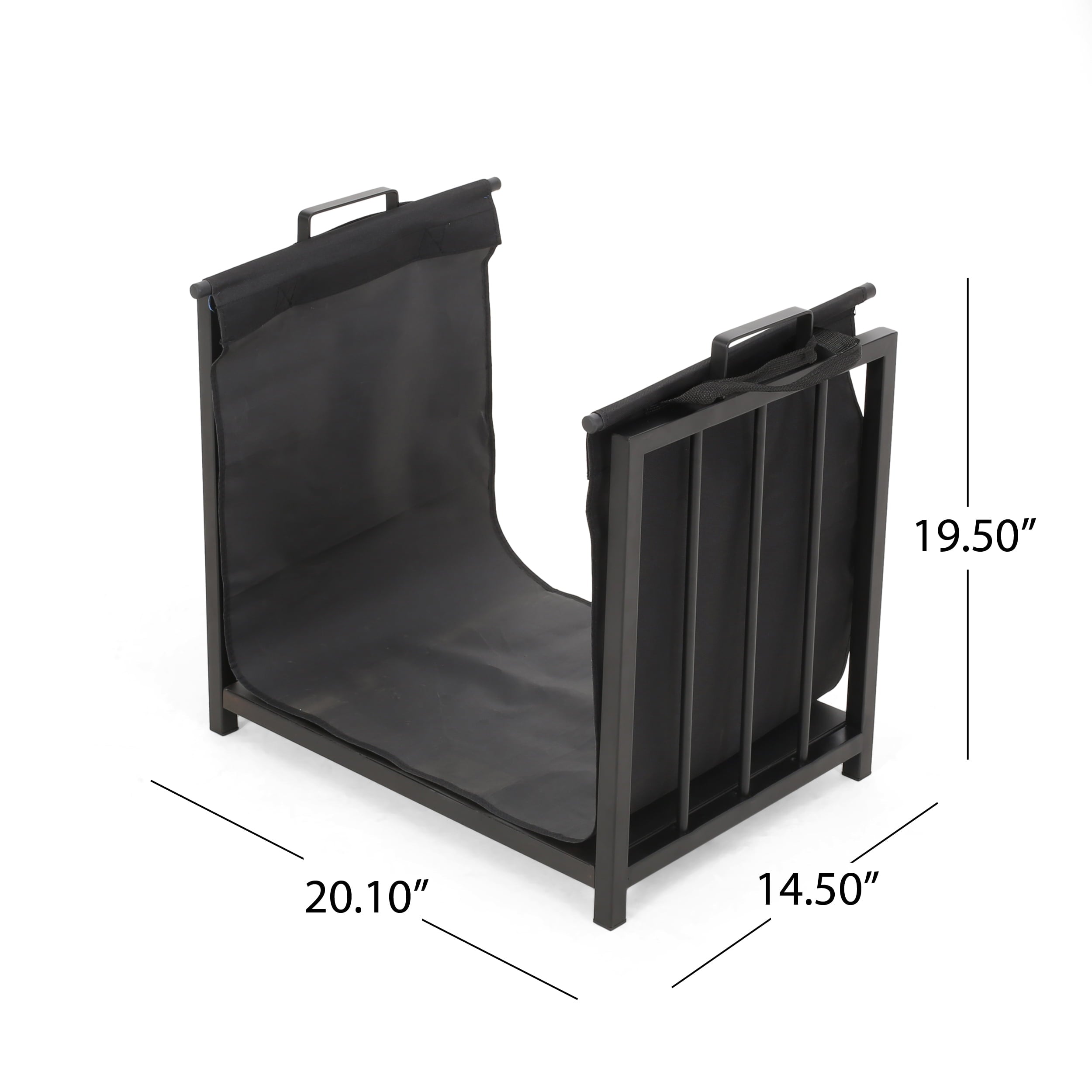 Amir Cosada Iron and Canvas Fireplace Log Holder, Black and Matte Black