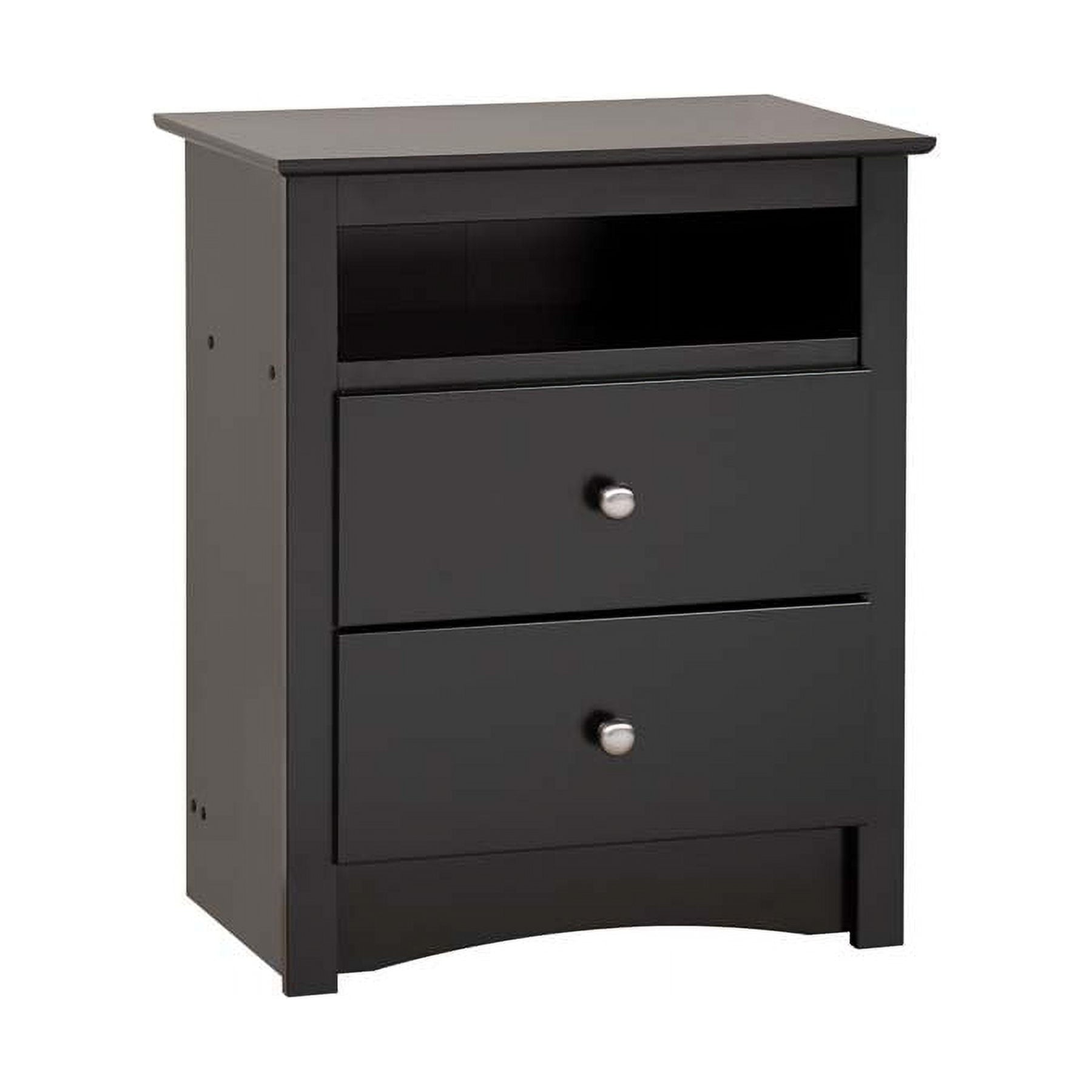 Prepac Sonoma 2 Drawer Tall Bedroom Nightstand With Open Shelf, Cherry
