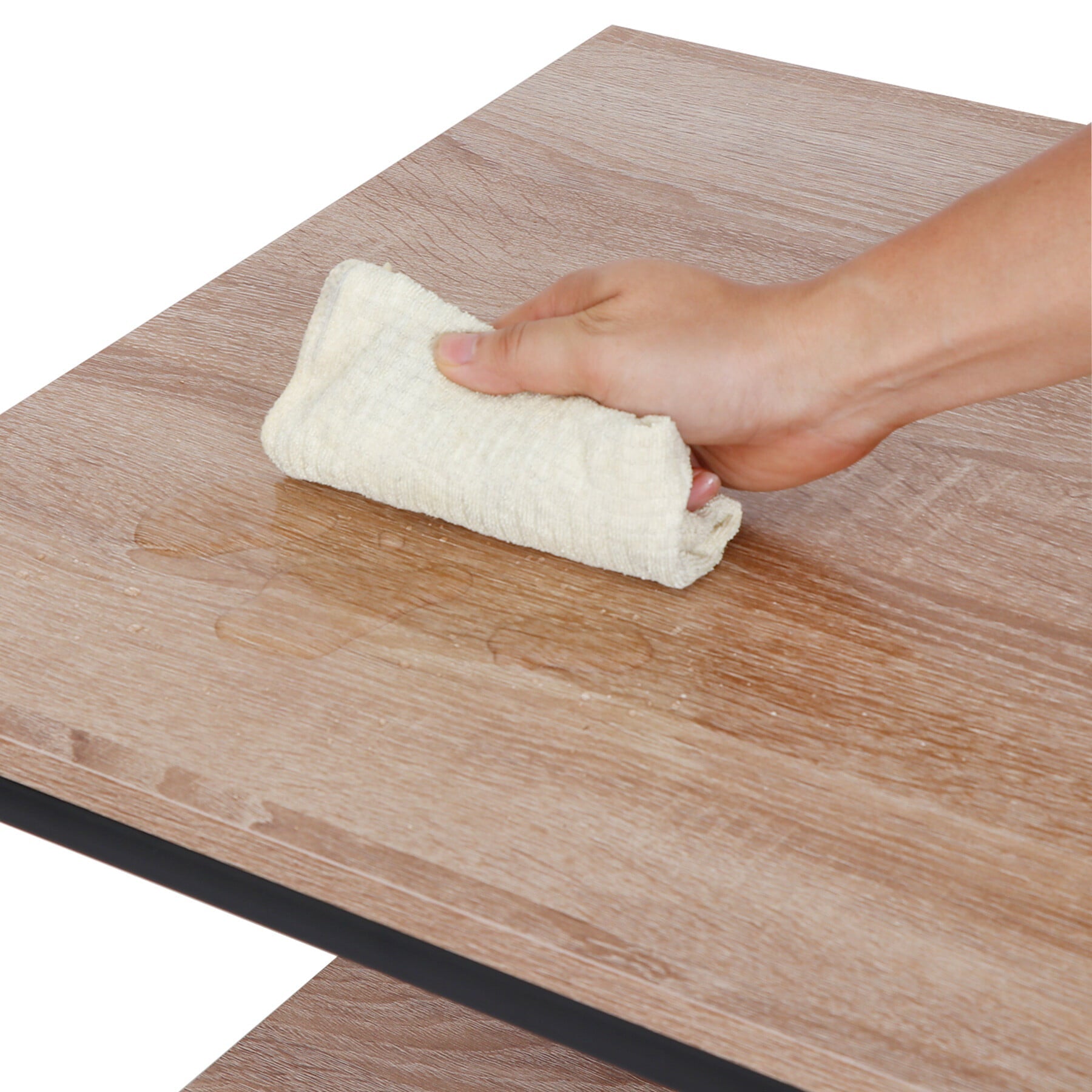 HomGarden Industrial Rectangle Wood Coffee Table Metal Cocktail Table, Natural