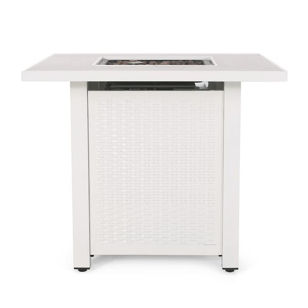 Symonds White/Light Grey Wood Grain Square Metal Fire Pit