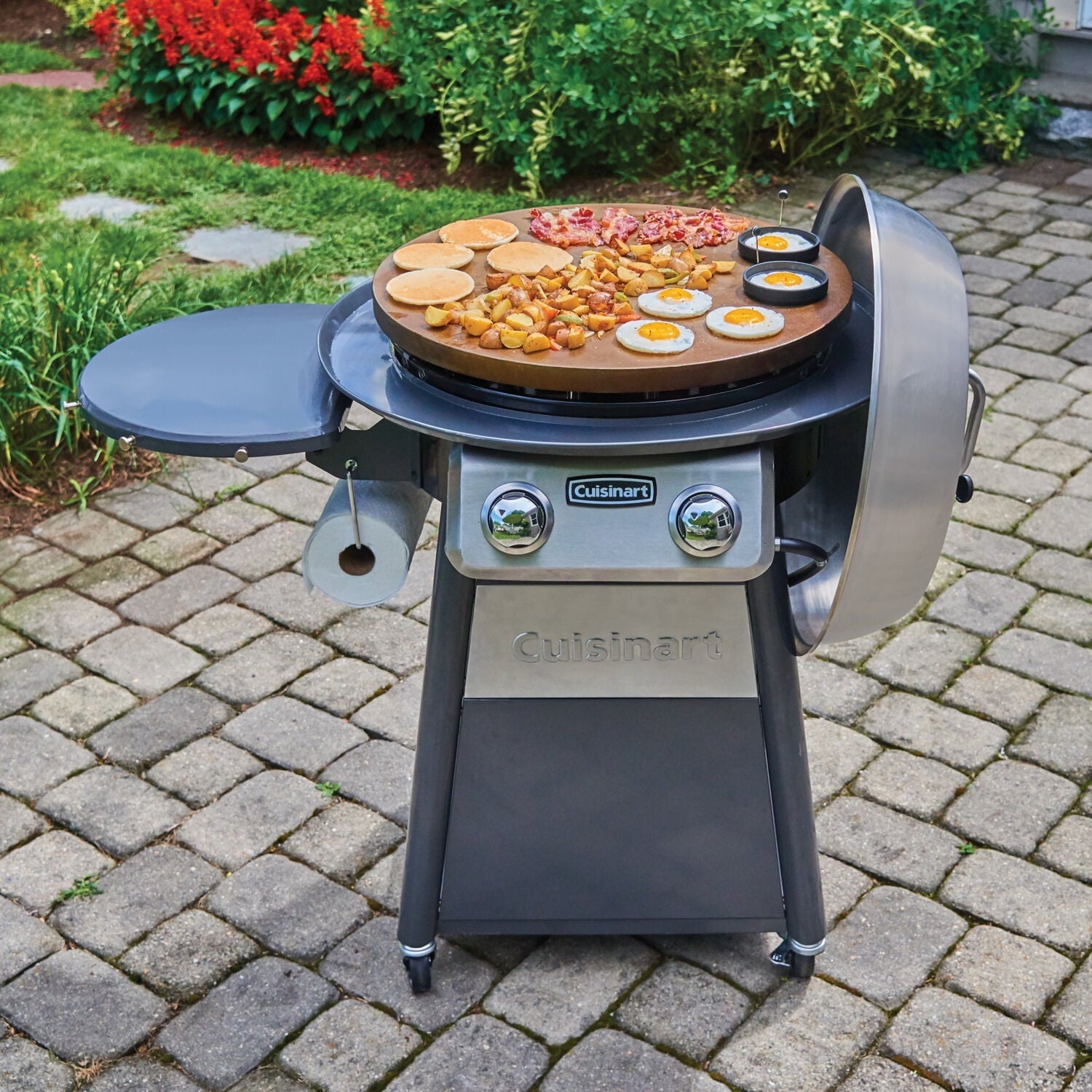 22-In. Diameter Deluxe Outdoor Griddle Cooking Center with 1 Folding Prep Table and Paper Towel Holder