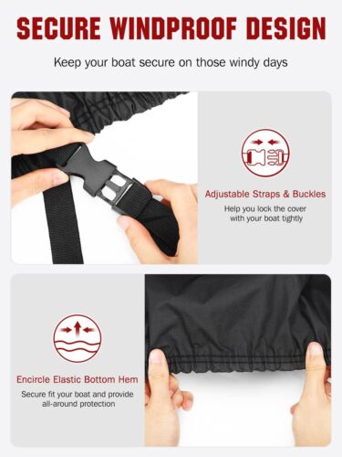 Heavy Duty 600D Marine Grade Polyester Waterproof Boat Cover, All Weather Pro...