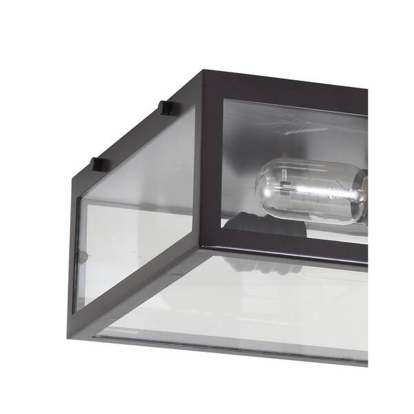 Grayson 12 in. Oil Rubbed Bronze/Clear Metal/Glass LED Flush Mount