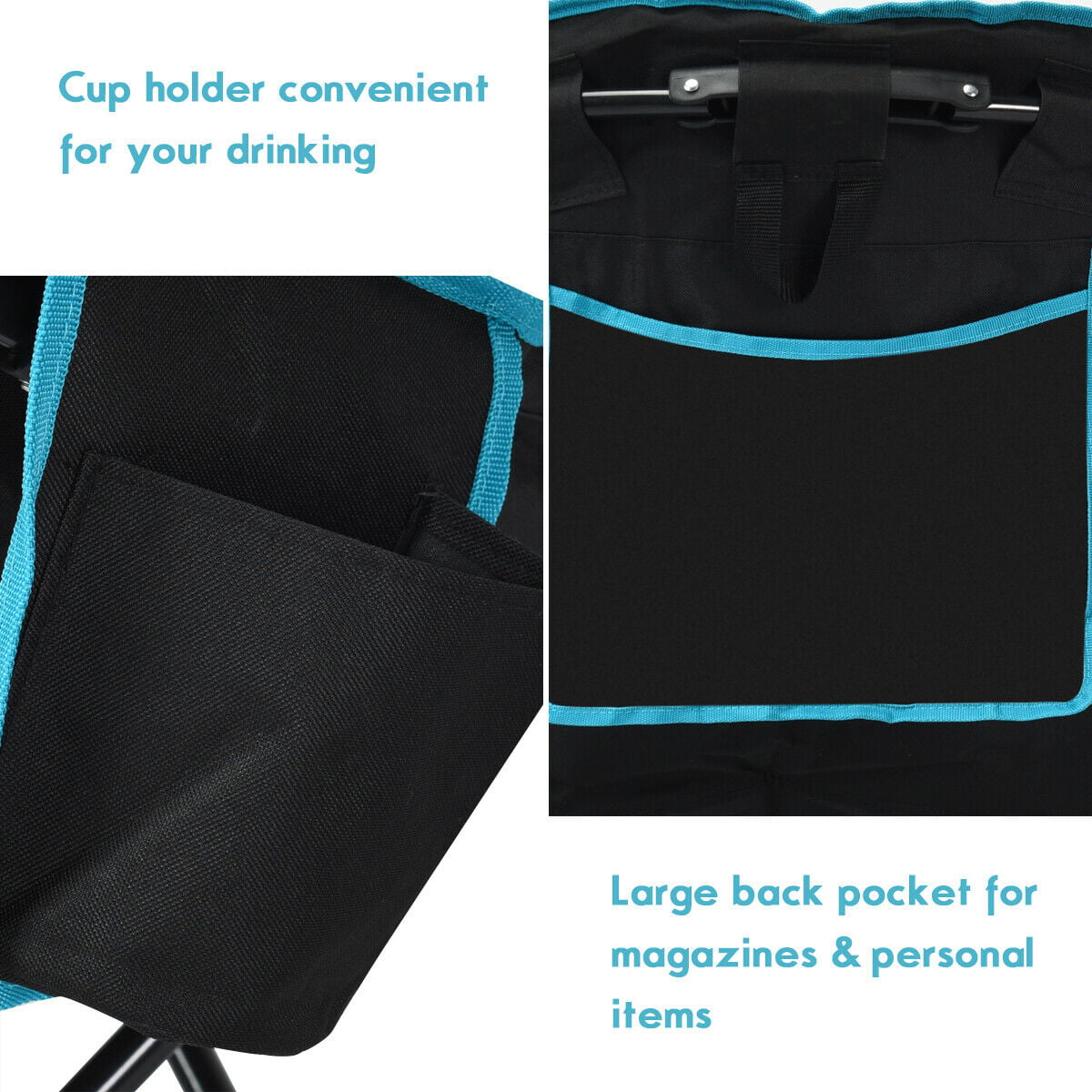 Gymax Moon Saucer Steel Camping Chair Folding Padded Seat w/ Carry Bag