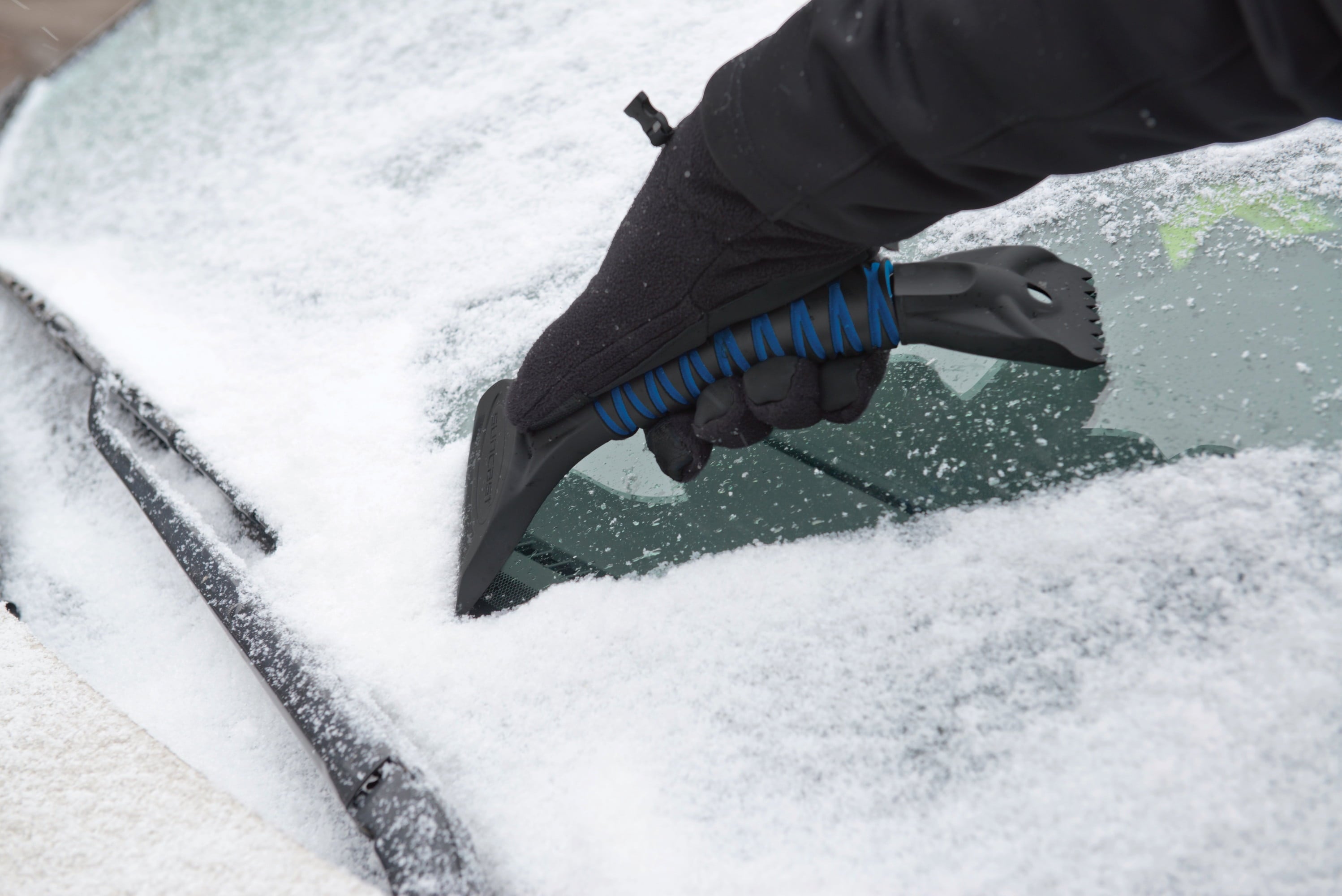 Suncast 11in. Telescoping Blue Car Shovel and Arched Ice Scraper Combo Set