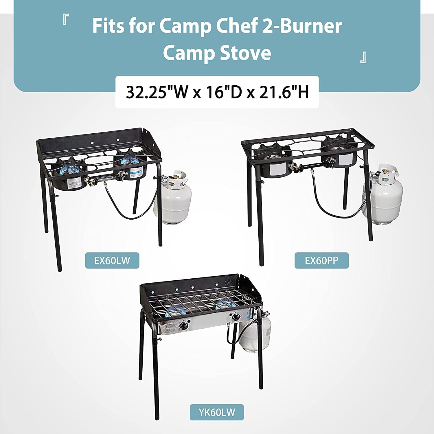 SHINESTAR Patio Cover for Camp Chef 2 Burner Stove, Also Fit Gas One B-5000 and More, Durable & Waterproof, 32 x 16 x 21.6 inch, Black
