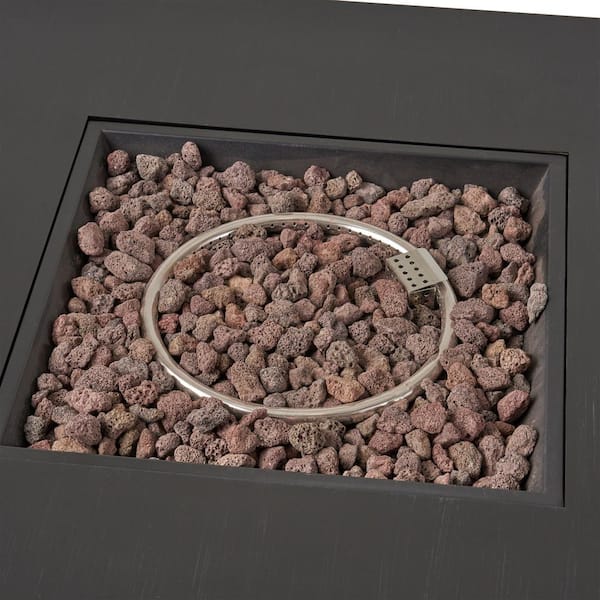 Reign Dark Gray Square Metal Fire Pit (No Tank Holder)