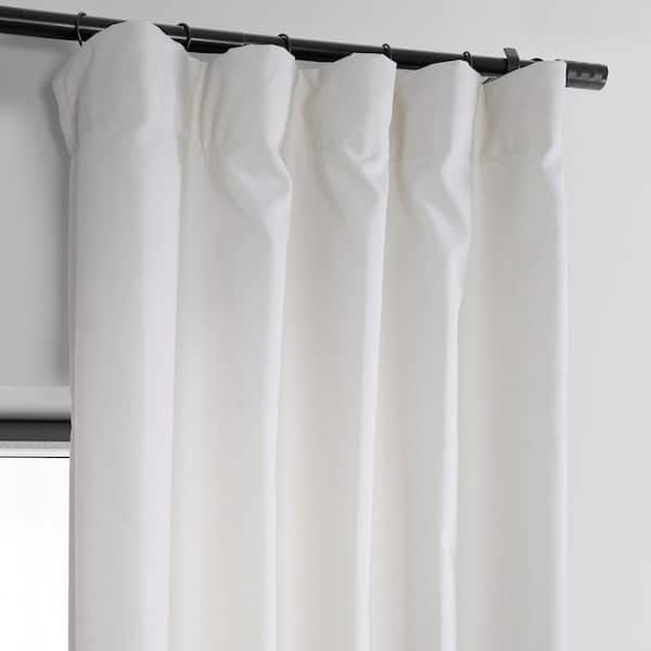 Bright White Dobby Linen 50 in. W x 84 in. L Room Darkening Rod Pocket Curtain (1 Panel)