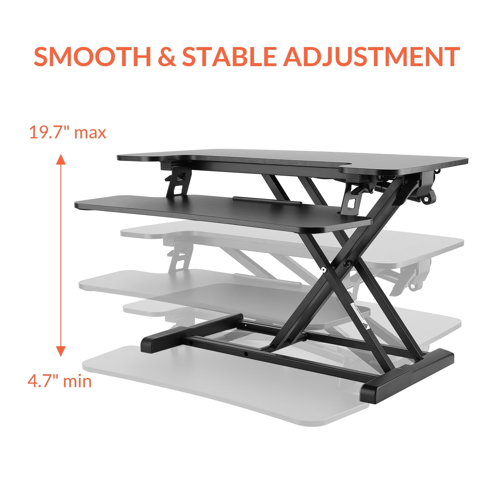 FLEXISPOT Home Office Height Adjustable Standing Desk Converter Black 32