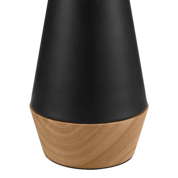 Keswick 21.25 in. Black and Light Wood Grain Accent Lamp