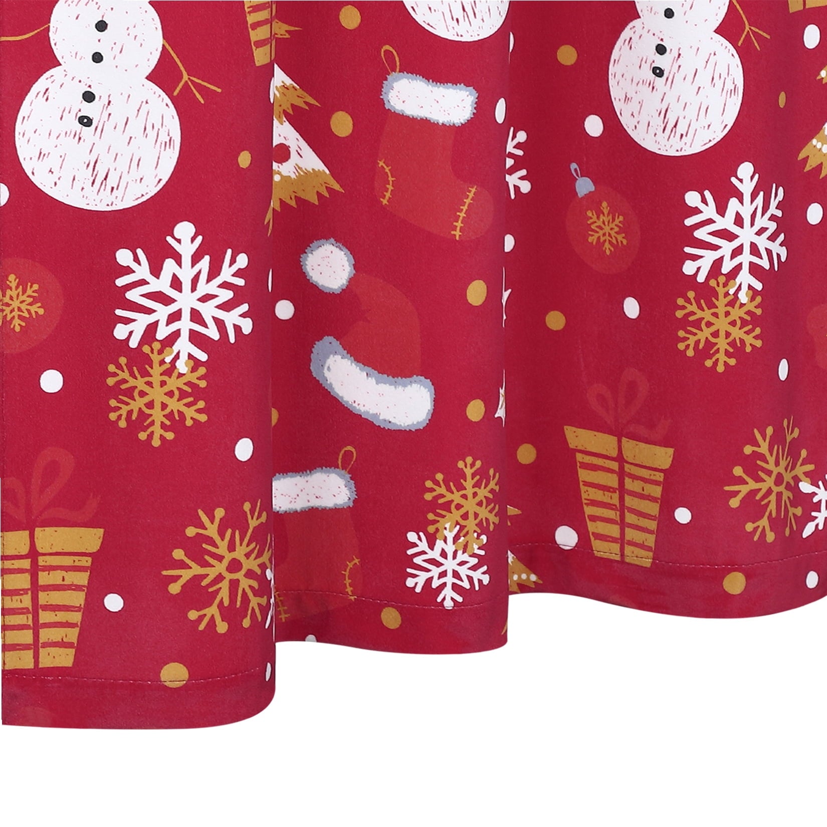 2 Pcs Christmas Print Tier Curtain, Grommet Top Velvet Thermal Insulated Small Curtain