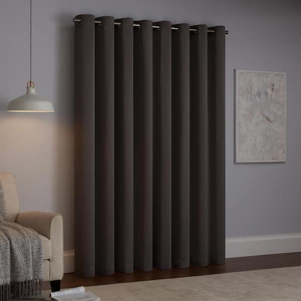 Thermapanel Grey Solid Polyester 54 in. W x 84 in. L Grommet Room Darkening Curtain