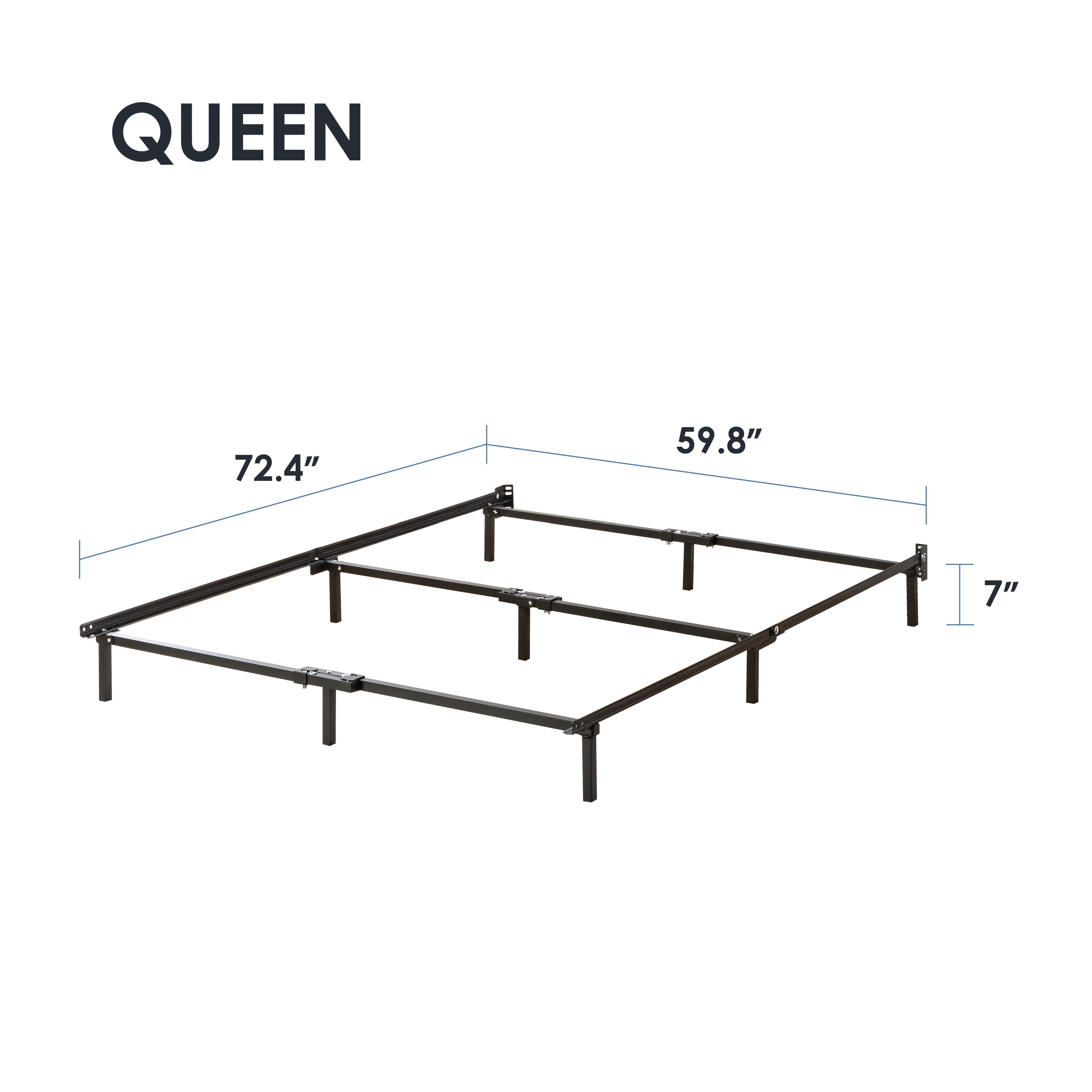 Mellow 7 inch Metal Bed Frame, Heavy Duty Steel Construction Compatible, Queen
