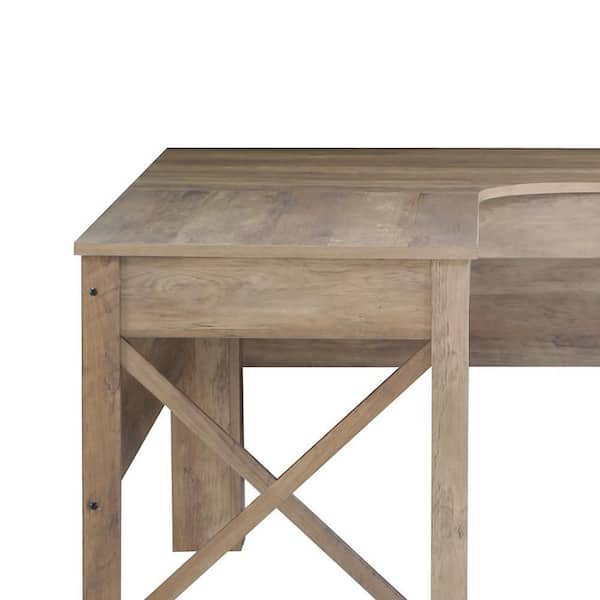 Alaska 62.3 in. L-Shaped Rustic Oak Wood 1-Drawer Writing Desk