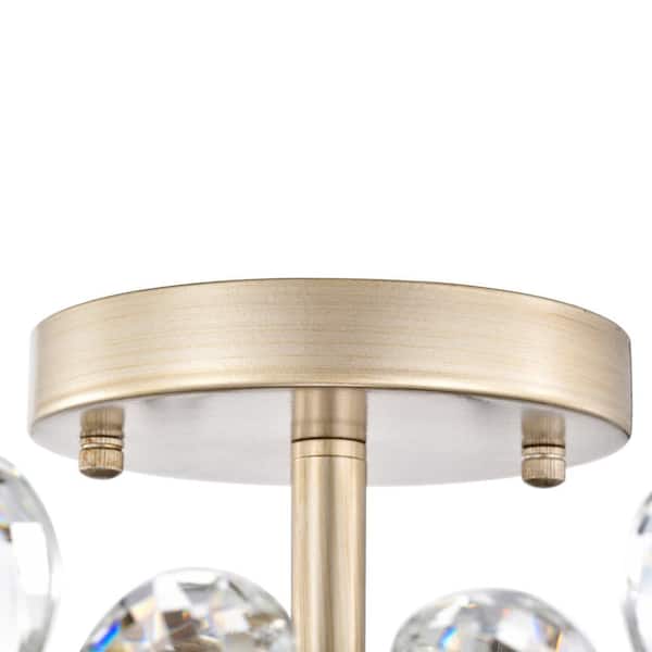 Teresa 17.7 in. 6-Light Brushed Silver-ish Champagne Flower Crystal Flush Mount with No Bulbs Included