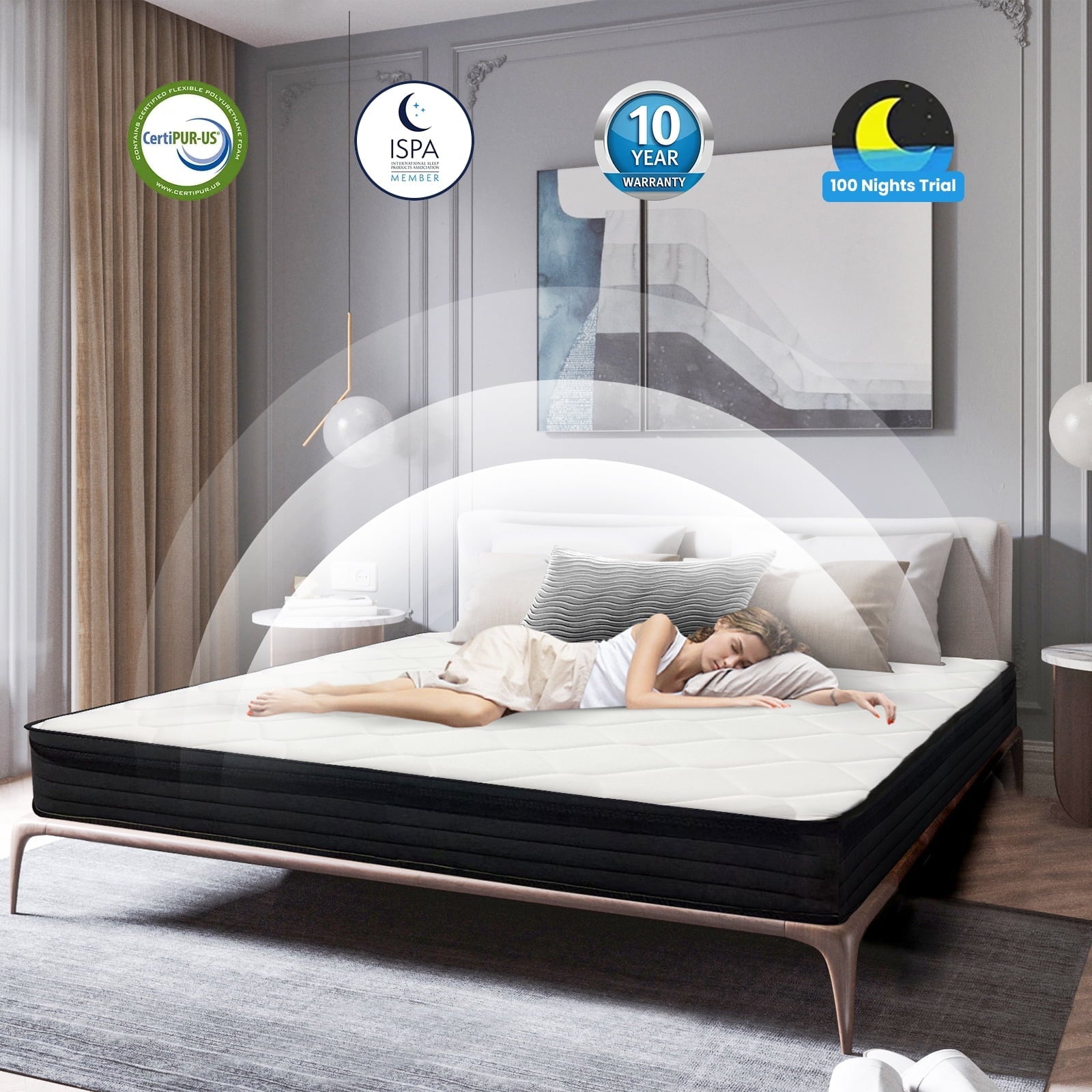 Queen Mattress, 12 Inch Hybrid Memory Foam Mattress in a Box, Pressure Relief, CertiPUR-US