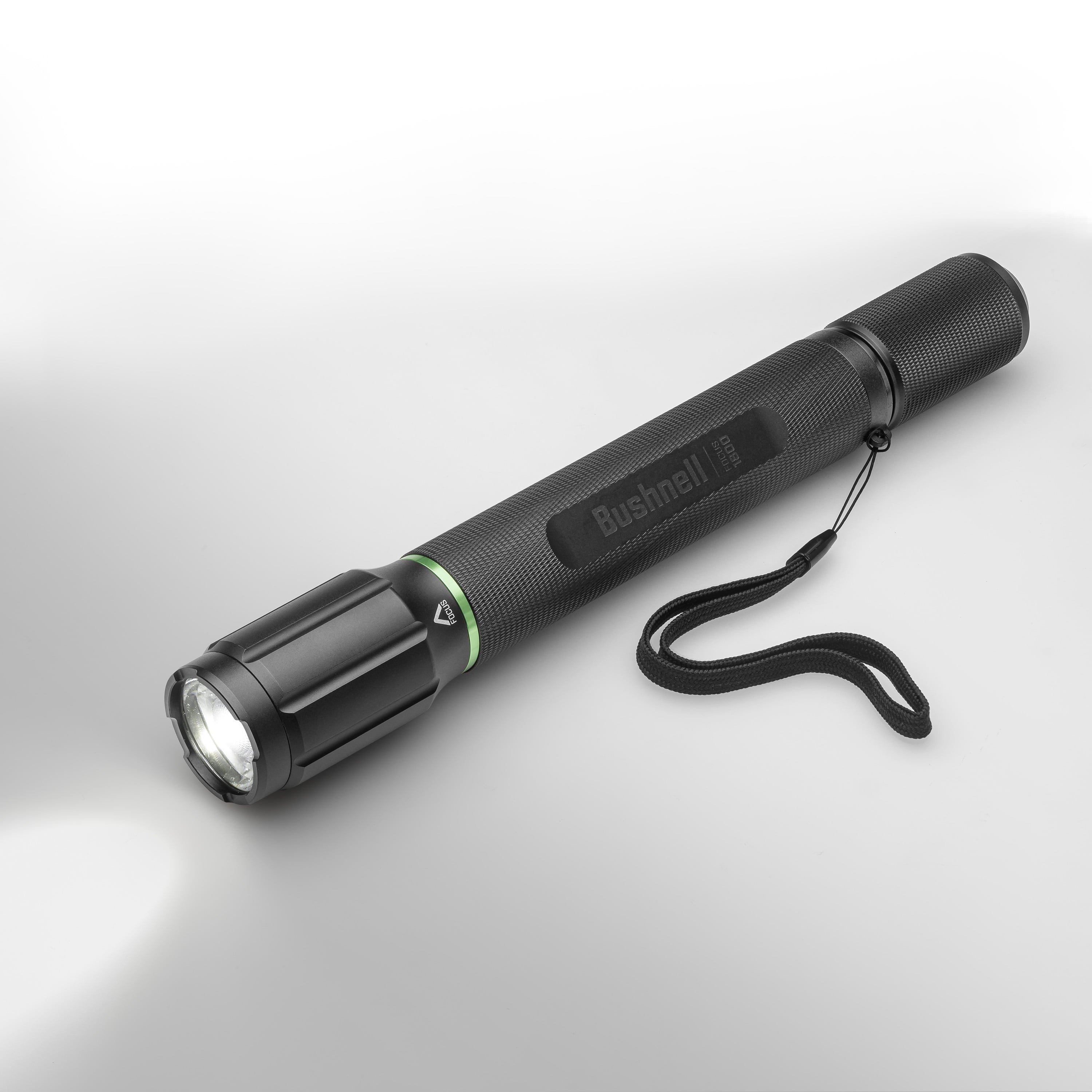 Bushnell 1800 Lumen Rechargeable Focusing Flashlight - IPX8 Waterproof, Black & Green