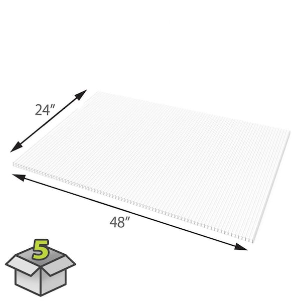 24 in. x 4 ft. Multiwall Polycarbonate Panel in White Opal (5-Pack)
