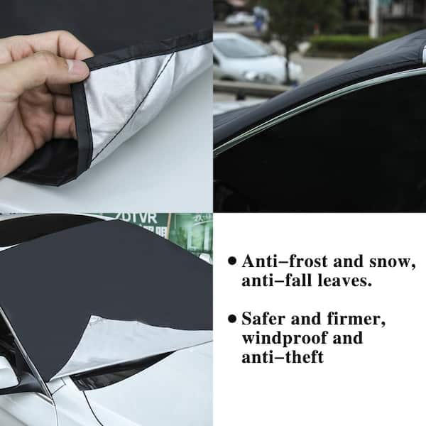 82 in. x 47 in. Black Car Windshield Snow Cover with Magnetic Edge