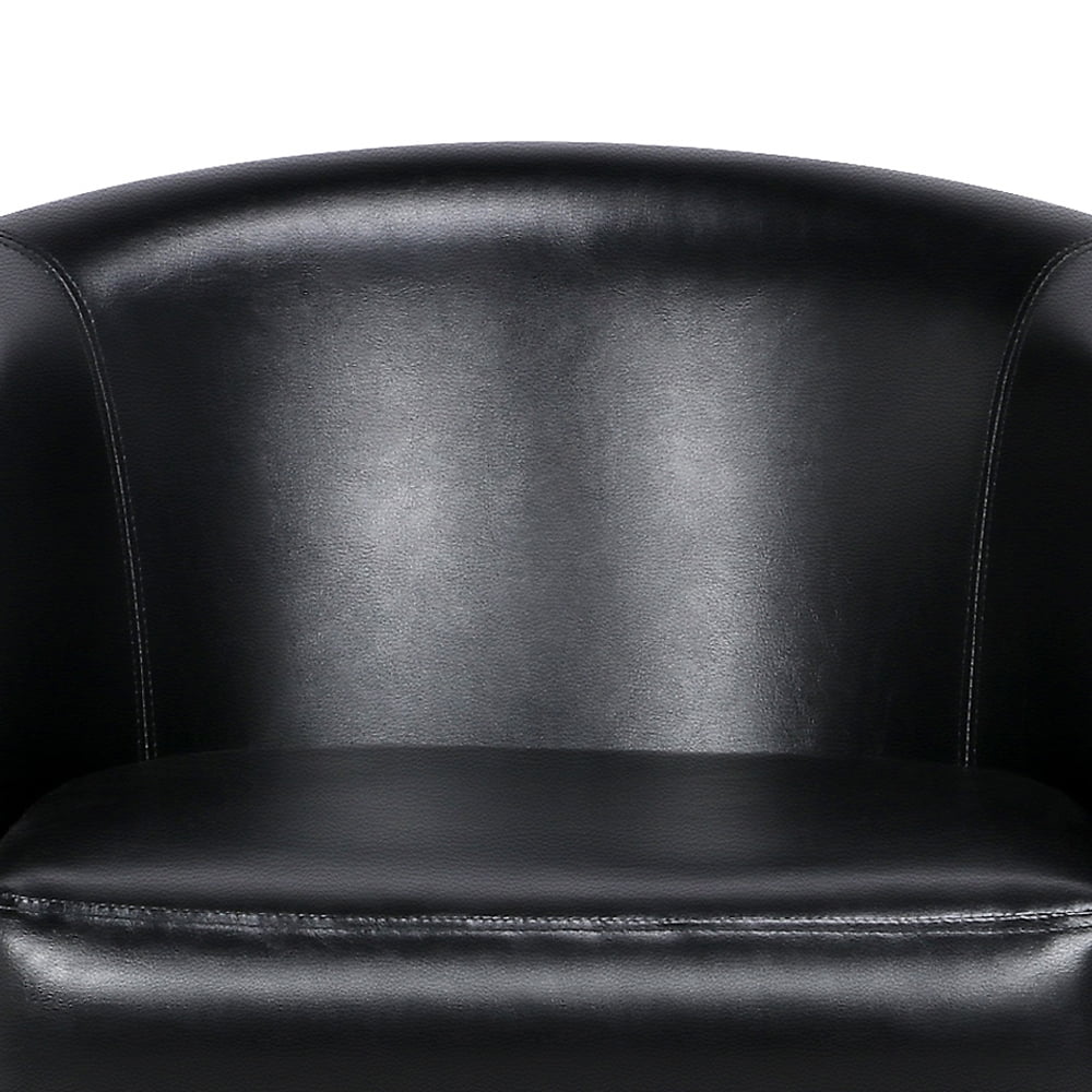 Easyfashion Faux Leather Barrel Accent Chair, Set of 2, Black