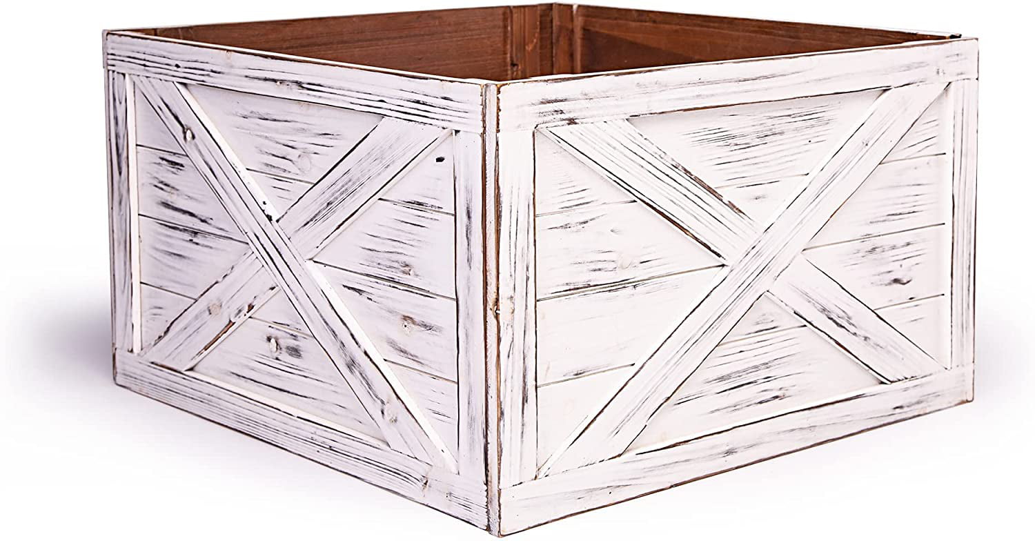 Wooden Tree Collar Box - Christmas Farmhouse Rustic Decor -Vintage Weathered Wood