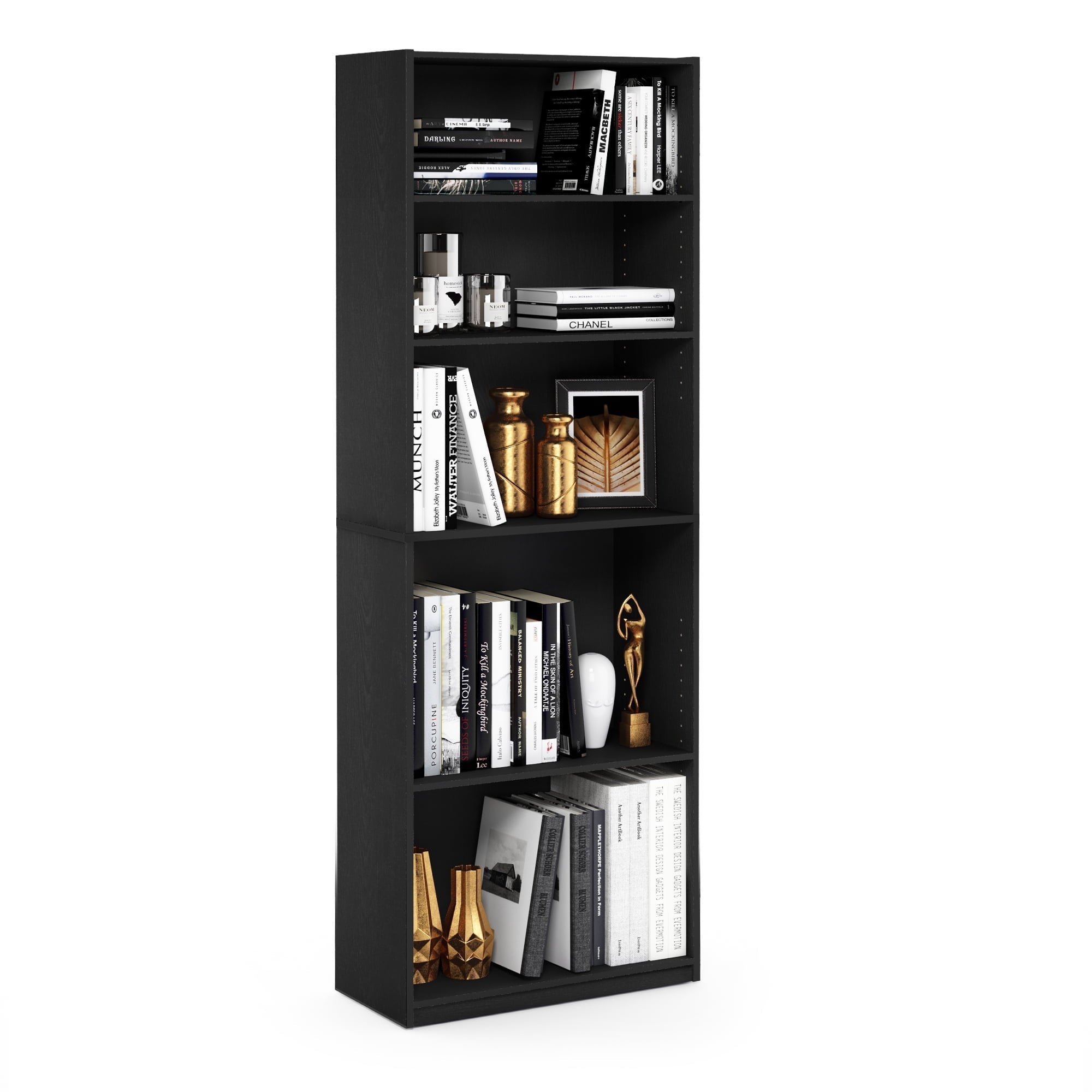 Furinno JAYA Simply Home 5-Shelf Bookcase, Black