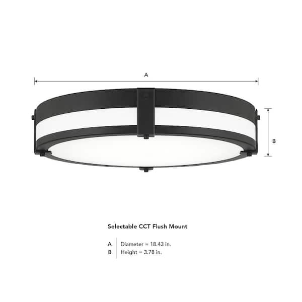 18 in. Winslow Natural Iron Integrated Selectable CCT LED Round Ceiling Light Flush Mount