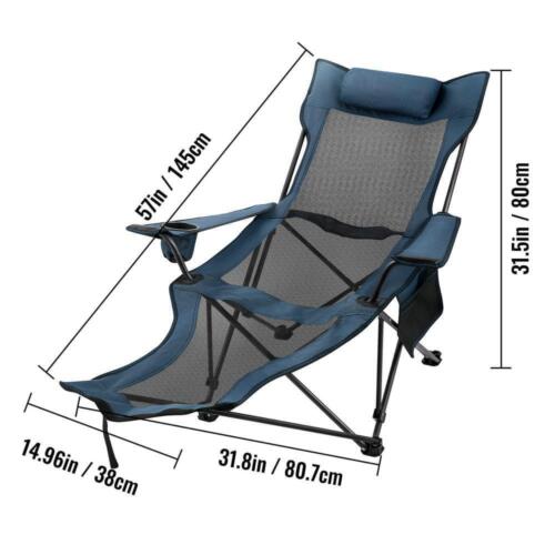 Folding Camp Chair Reclining Camp Chair with Height Adjustable Lounge Chair