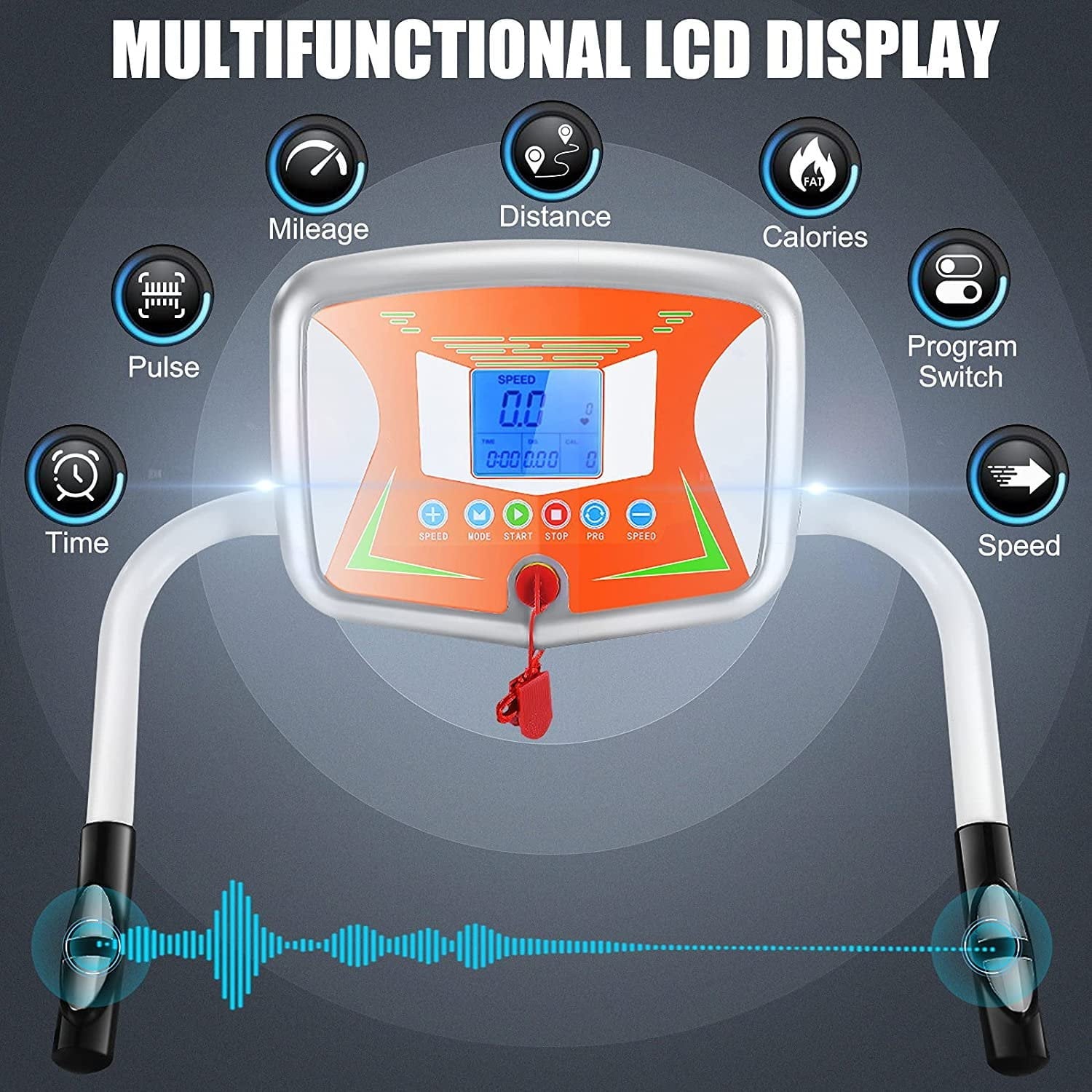 Folding Treadmill, Treadmills for Home with LCD Monitor Motorized, Electric Treadmill Workout Running Machine with Auto Stop Safety Function, Walking Running Machine Equipment for Home Gym