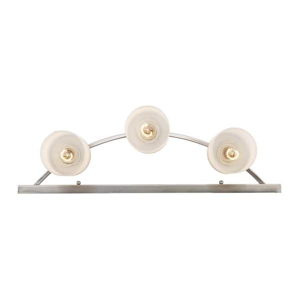 Moonlight 24-in. 3-Light Brushed Nickel Bathroom Vanity Light Fixture with Frosted Glass