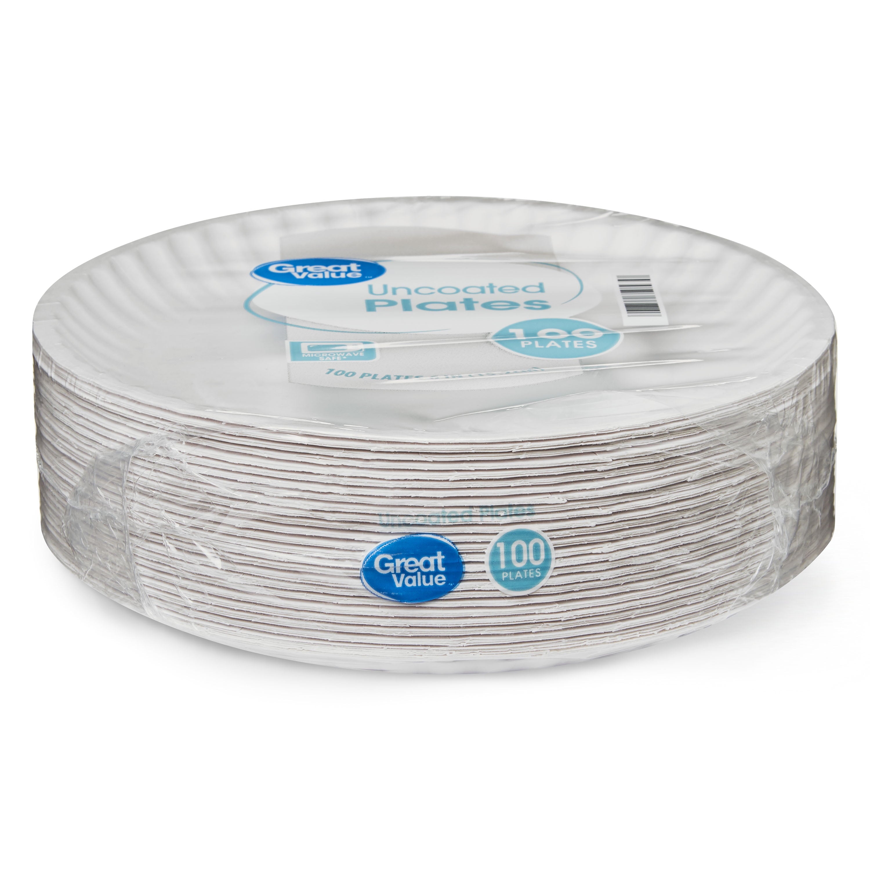 Great Value Uncoated, Microwave Safe, Disposable Paper Plates, 6