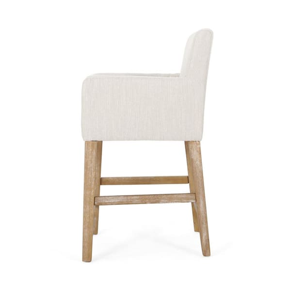 Deville 26 in. Beige and Weathered Brown Wood Bar Stool