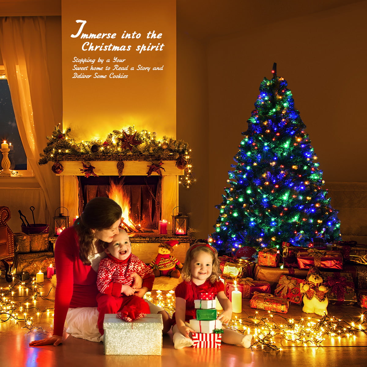 Costway 5Ft Pre-Lit Artificial Christmas Tree Hinged 150 LED Lights