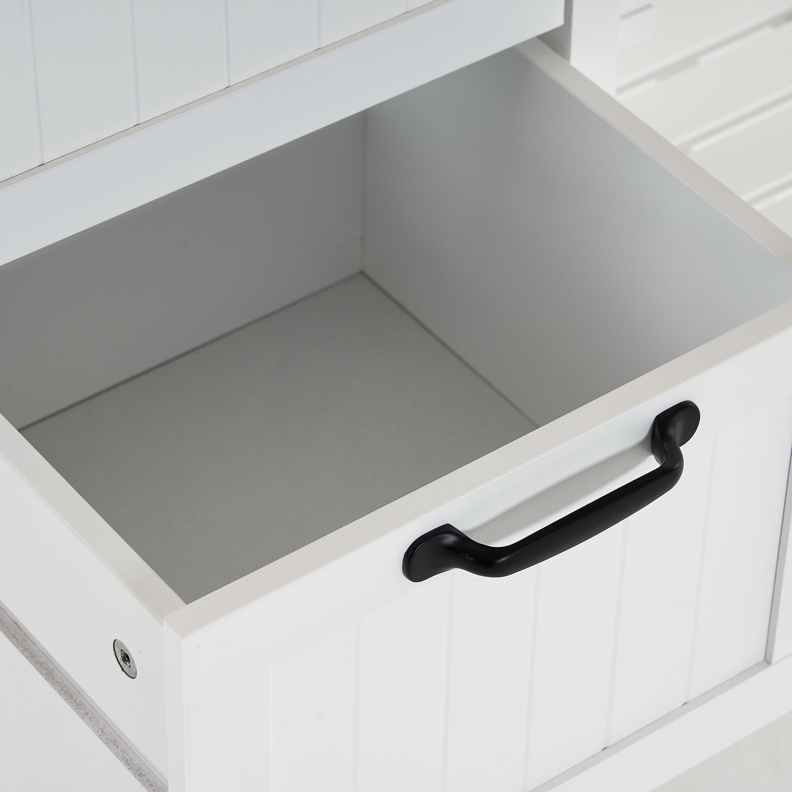 Ktaxon Wood Kitchen Trolley Cart Rolling Kitchen Island Cart Bar Cabinet Table with Drawers and Shelf White